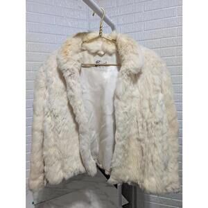 Berman's Cream Rabbit Fur Jacket Sz L
